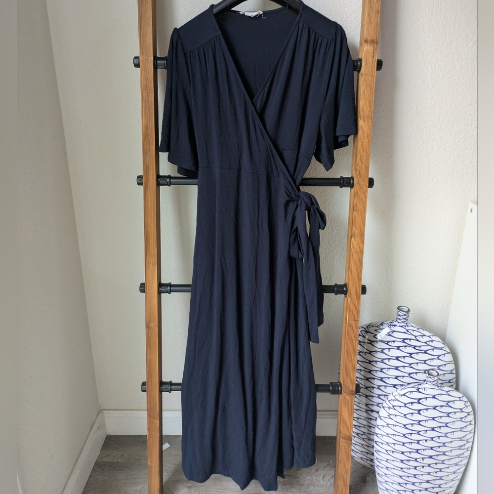 Ingrid & Isabel Women's Navy Wrap Up Midi Dress - Size S